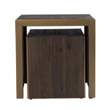Load image into Gallery viewer, Solid Wood Chunky Nested End Tables (Set of 2) - Gray / Gold
