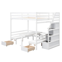 Load image into Gallery viewer, Full over Full Size Bunk with staircase,the Down Bed can be Convertible to Seats and Table Set,White
