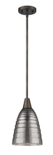 Load image into Gallery viewer, Hanging Light With Ribbed Pebbled Glass Shade - Bronze
