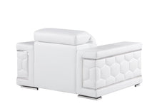 Load image into Gallery viewer, Genuine Leather Lounge Chair - White And Silver
