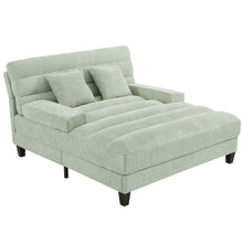 Load image into Gallery viewer, Chaise Bed Lounge Sofa Chair With Adjustable Backrest And LED Light Strip - Green
