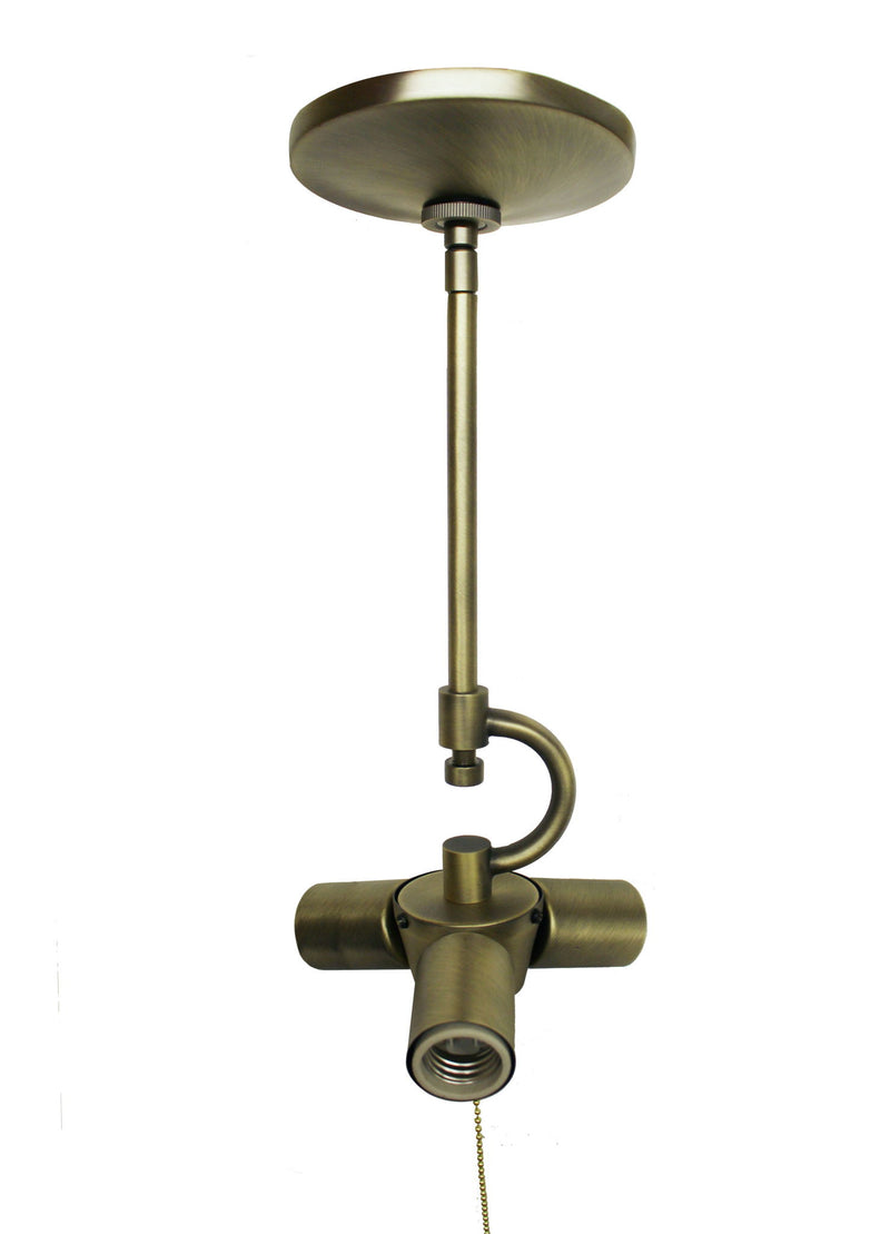 Bulb Three Light Metal Chandelier - Antiqued Brass