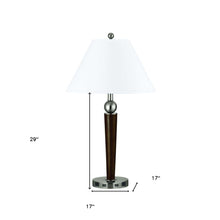 Load image into Gallery viewer, Metal Geometric USB Table Lamp With White Empire Shade - Nickel
