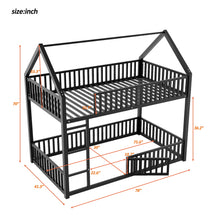 Load image into Gallery viewer, Metal House Bunk Bed With Fence And Door
