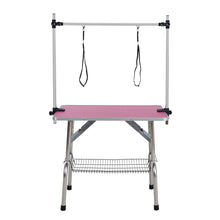 Load image into Gallery viewer, Folding Dog Pet Grooming Table Stainless Steel Frame Rubber Mat On Board With Adjustable Arm And Clamps Pet Dog Cat Grooming Table

