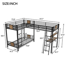 Load image into Gallery viewer, L-Shaped Twin over Twin Bunk Bed with Twin Size Loft Bed with Desk and Shelf ,Brown
