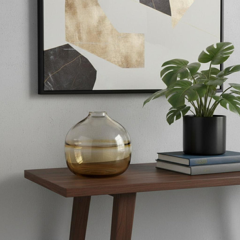 Ombre Round Table Vase - Clear / Brown