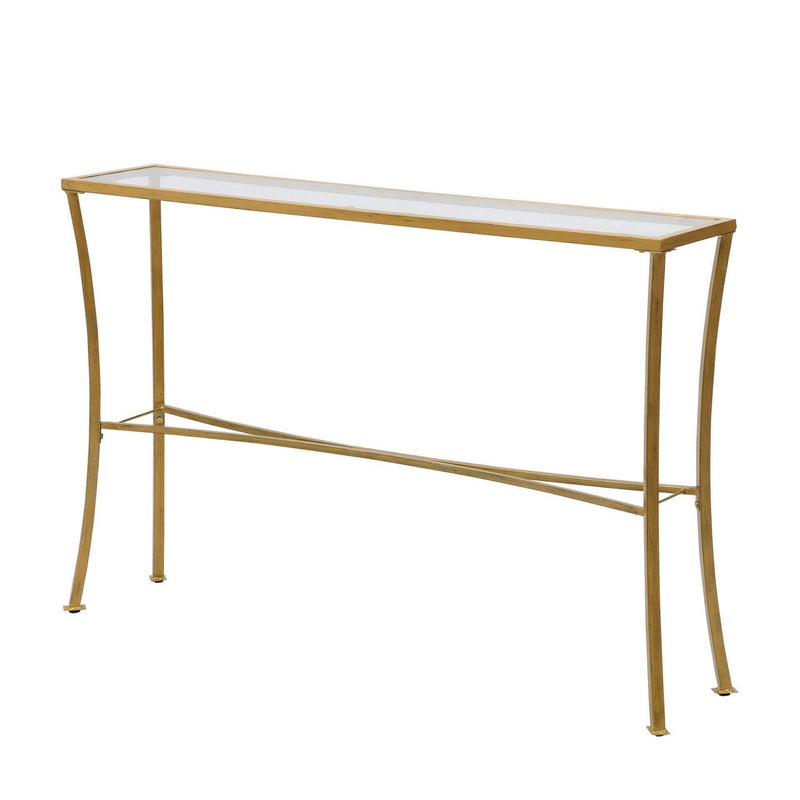Glass And Iron Console Table - Clear And Antiqued Gold
