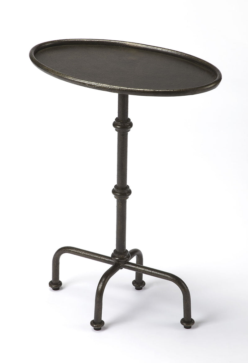 26" Aluminum Oval Pedestal End Table - Gray