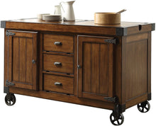 Load image into Gallery viewer, Rustic Farmhouse Warm Tobacco Rolling Kitchen Cart - Brown
