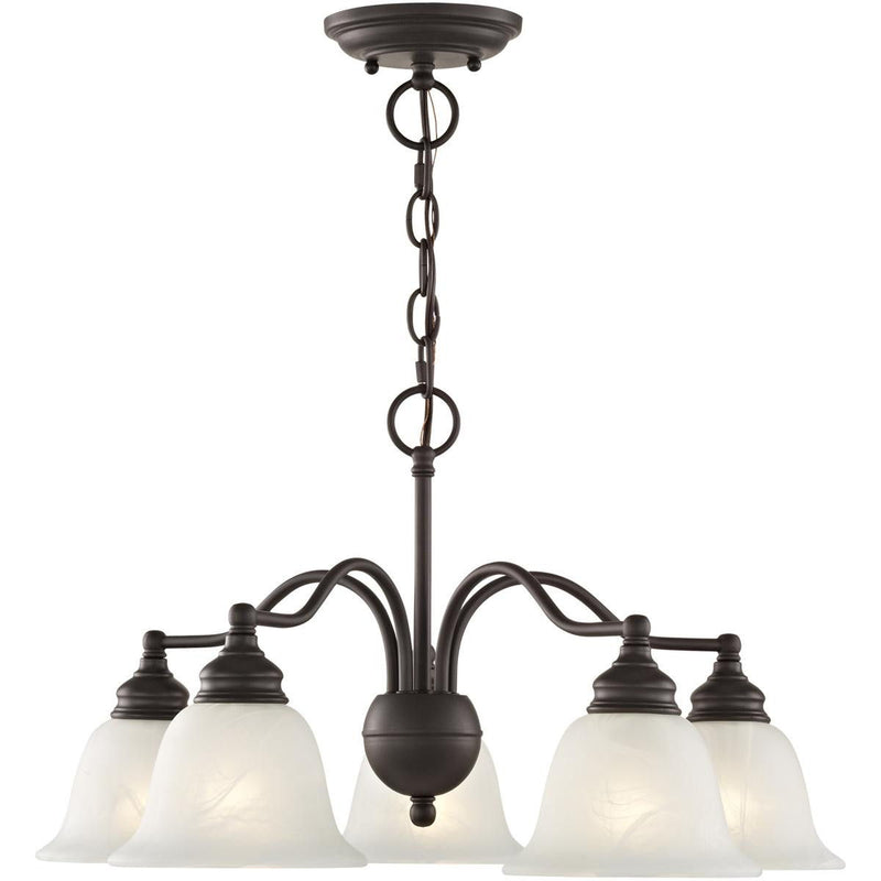 Dimmable Five Light Chandelier With Shades - Bronze