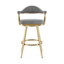 Load image into Gallery viewer, 26" Fabric And Stainless Steel Counter Height Swivel Bar Chair - Gray / Gold
