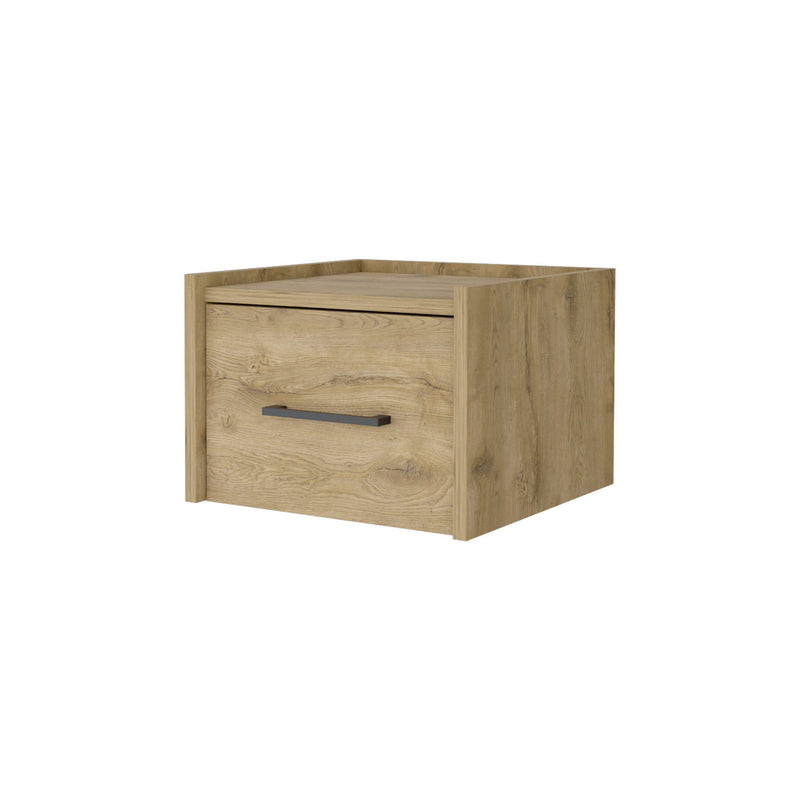 10" One Drawer Faux Wood Floating Nightstand - Light Brown
