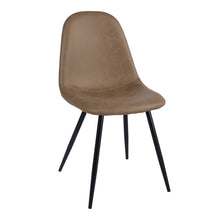 Load image into Gallery viewer, Faux Leather Metal Dining Side Chairs (Set of 2) - Light Brown / Black
