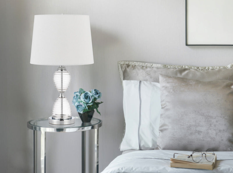 24" Metal Table Lamp With Empire Shade - Clear White