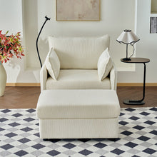 Load image into Gallery viewer, Comfy Corduroy Oversized Chaise Lounge Chair With Ottoman And Storage
