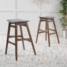 Load image into Gallery viewer, Mid Century Modern Bar Stool Set With Upholstered Seating
