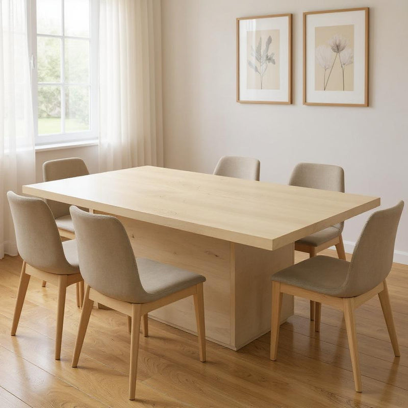 108" Solid Wood Pedestal Base Dining Table - Brown / Natural
