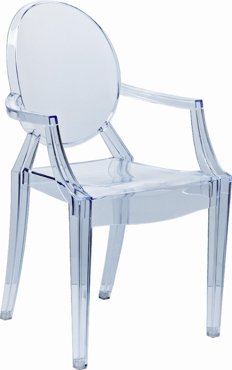 Heavy Duty Plastic King Louis Back Dining Arm Chairs (Set of 4) - Clear