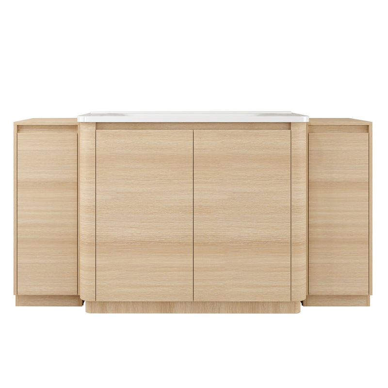 Freestanding Bathroom Vanity With Sink, 2 Small Storage Cabinets, Soft Close Doors