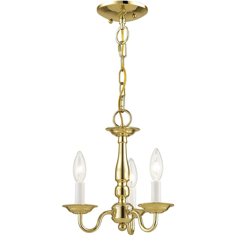 11" Three Light Dimmable Chandelier With Shades - Brass