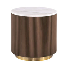 Load image into Gallery viewer, 3 Piece Table Set Oval Cocktail Table, 2 Round End Tables - Brown / Gold / White
