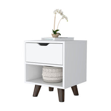 Load image into Gallery viewer, 15.7" x 14.6" x 18.9" One Drawer Faux Wood Nightstand - White
