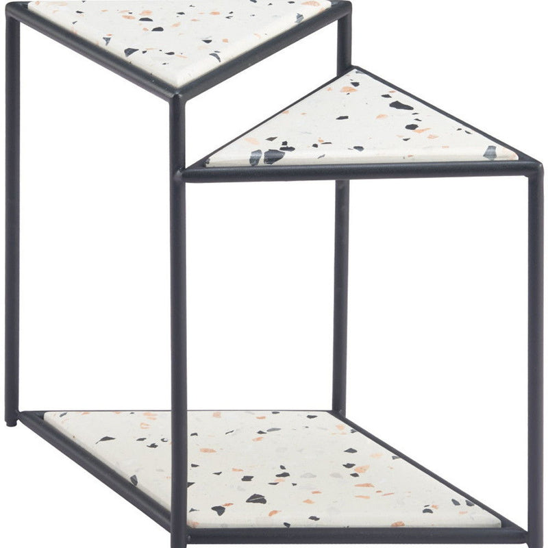 Pedestal End Table - Black / White