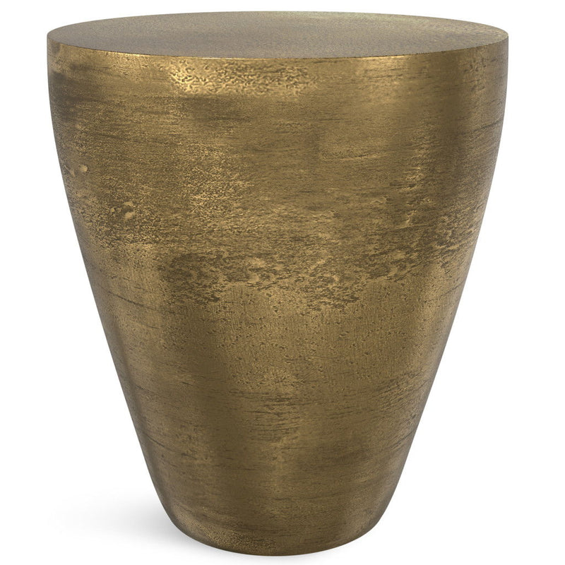 18" Aluminum Round End Table - Antiqued Brass