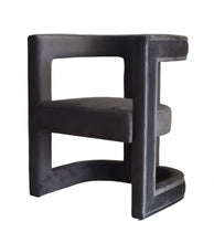 Load image into Gallery viewer, Velvet Contemporary Pierced Back Arm Chair - Dark Gray
