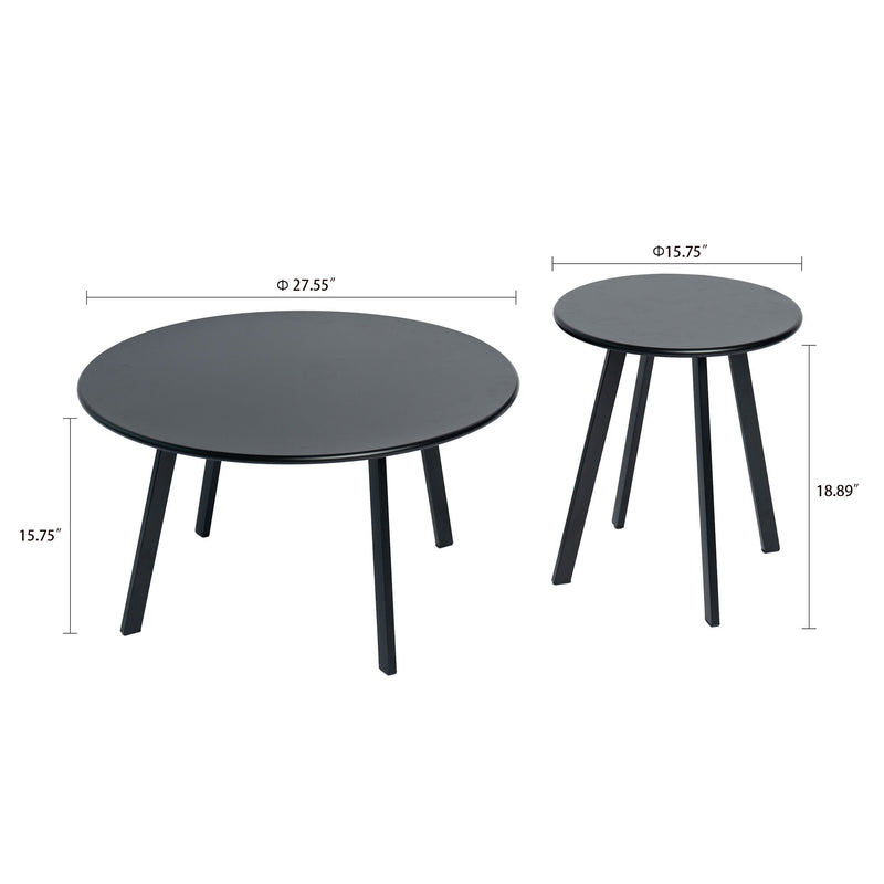 Round Nesting Coffee Table (Set of 2) - Black