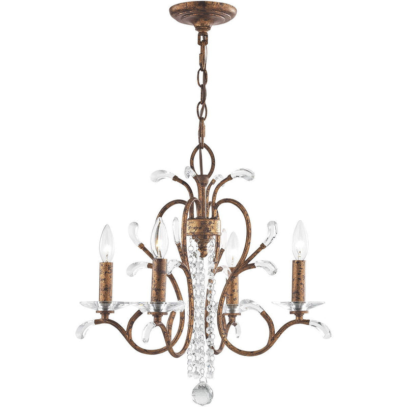 19" Four Light Dimmable Chandelier With Shades - Bronze