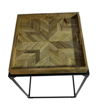 Load image into Gallery viewer, 29" Solid Wood And Iron Square Frame End Table - Natural And Black
