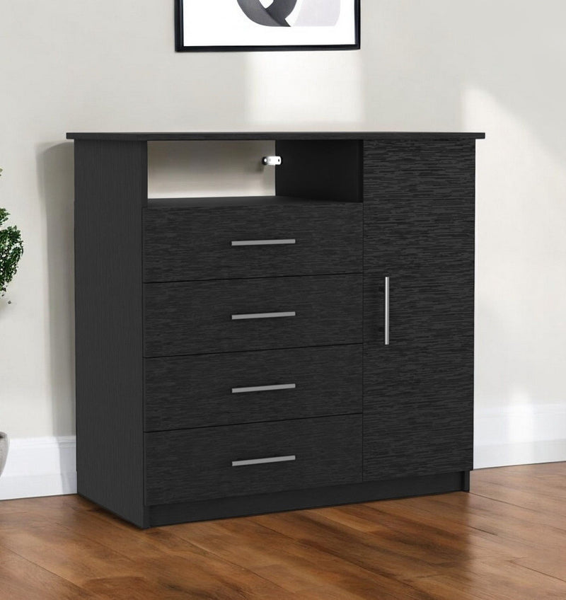 36" Four Drawer Combo Dresser - Black