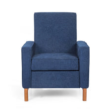 Load image into Gallery viewer, Mid Century Modern Club Chair With Upholstery And Rubberwood Legs - Navy Blue
