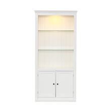 Load image into Gallery viewer, Retro Style Display Bookcase With Adjustable LED Ceiling Light And Tempered Glass Shelves - White
