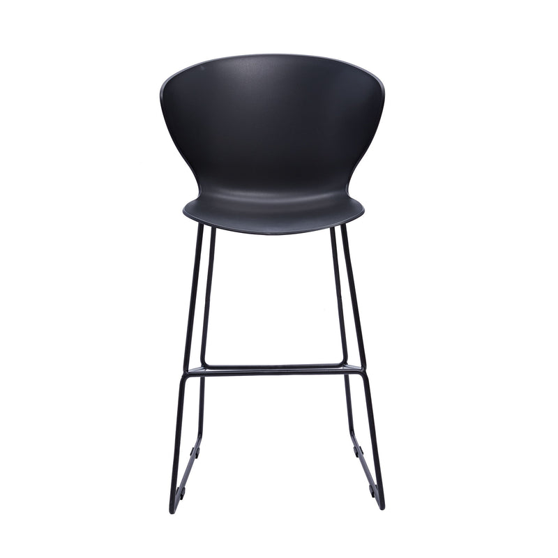 Metal Low Back Bar Height Bar Chairs (Set of 2) - Black
