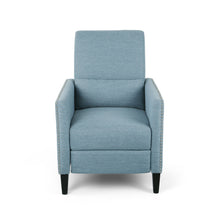 Load image into Gallery viewer, Repose Upholstered Recliner Chair With Nailhead Trim And Side Pocket - Light Blue
