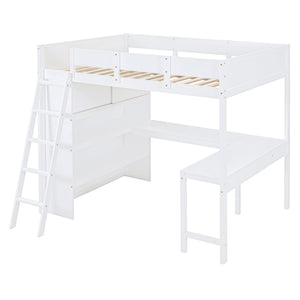 Modern Loft Bed With Desk And Shelves