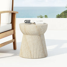 Load image into Gallery viewer, Outdoor Travertine Concrete Side Table - Beige
