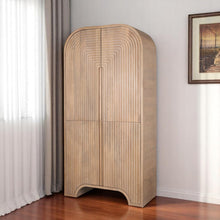 Load image into Gallery viewer, 72" Solid Wood Texture Door Arched Cabinet With Four Doors - Natural
