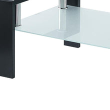 Load image into Gallery viewer, 39" Glass And Steel Coffee Table With Shelf - Clear And Black
