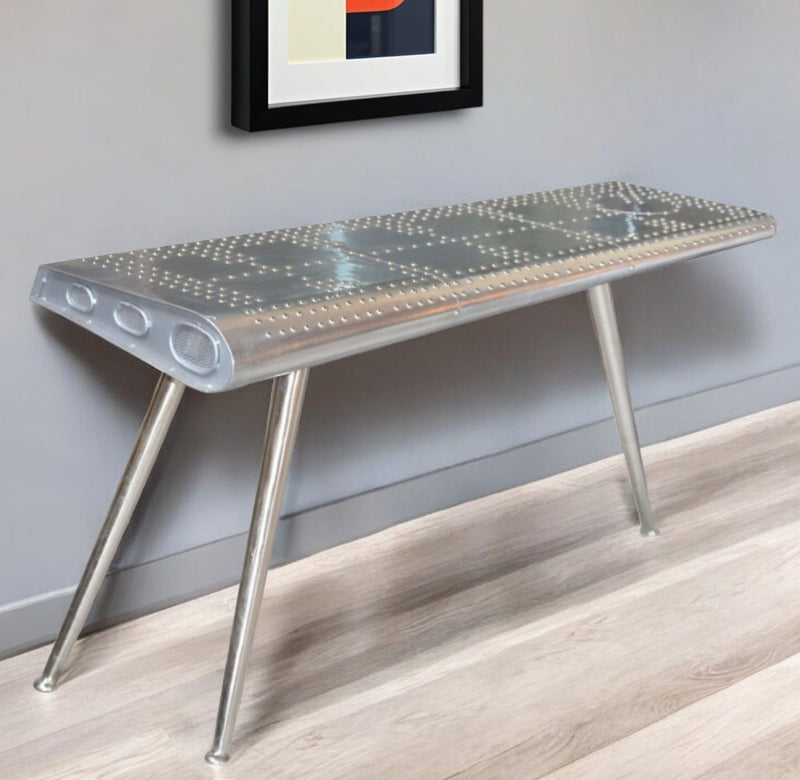 Aluminum Three Leg Console Table - Silver