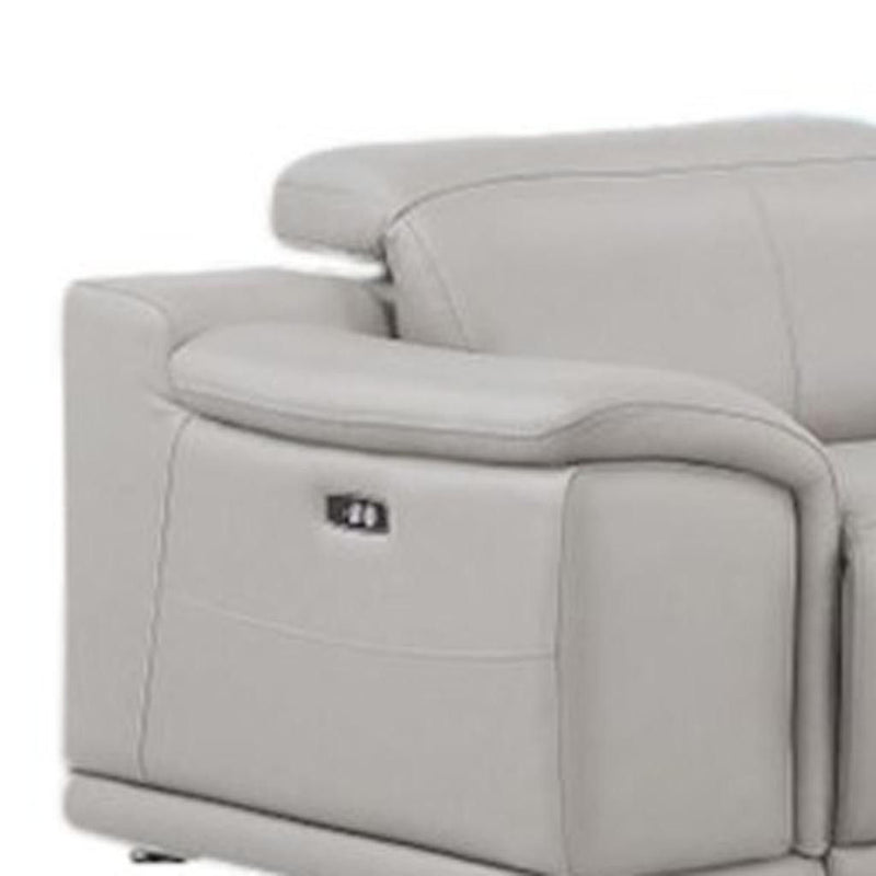 Leather Modular L Shaped Seven Piece Corner Sectional With Console - Ash / Gray