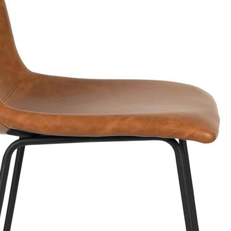 Faux Leather Aluminum Bar Chairs (Set of 2) (724344) - Brown / Black