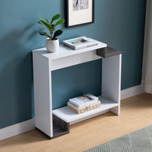 Load image into Gallery viewer, Contemporary Console Table With Two Open Shelves - White / Gray
