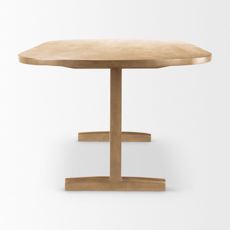 Solid Wood Trestle Base Oval Dining Table - Brown