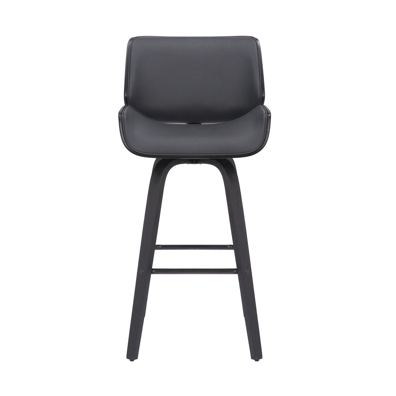 Faux Leather And Iron Swivel Counter Height Bar Chair - Dark Gray And Black