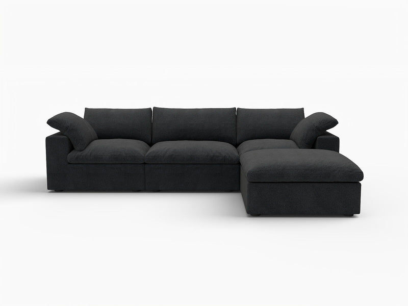 120" 2 Piece Living Room Set Blend Modular Sofa With Ottoman Storage - Black