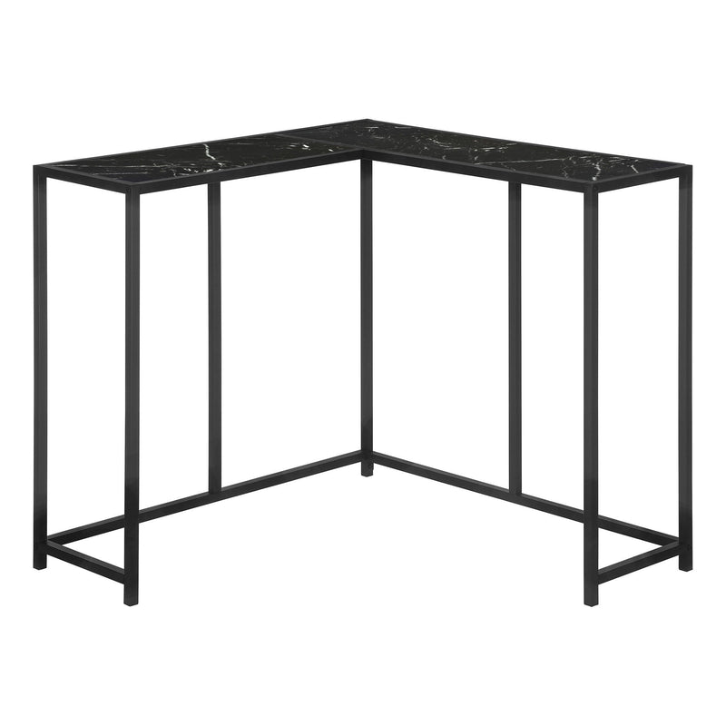 Faux Marble And Iron Frame End Table - Black And White